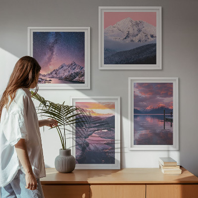 Set of 4 wall art pieces Mountains, water, beautiful landscapes