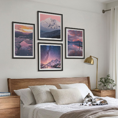 Set of 4 wall art pieces Mountains, water, beautiful landscapes