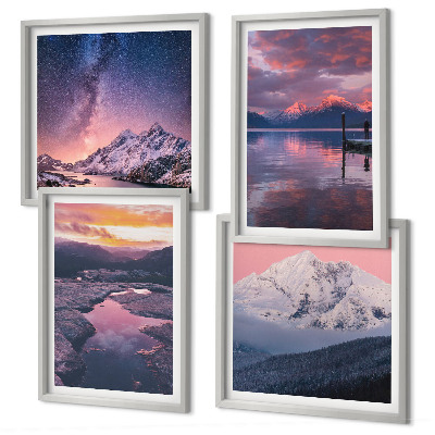 Set of 4 wall art pieces Mountains, water, beautiful landscapes