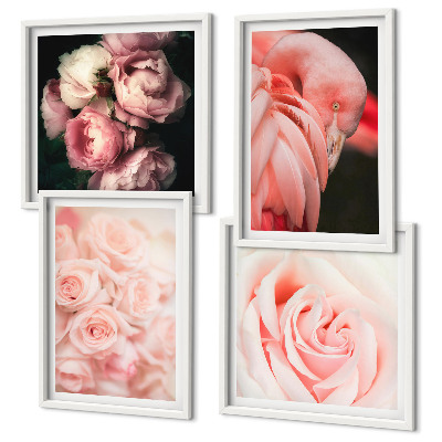 Multi-piece wall decor set Pastel pink flamingos