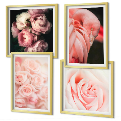 Multi-piece wall decor set Pastel pink flamingos
