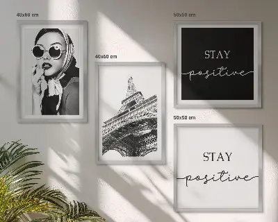 Wall art set Portraits Eiffel Tower slogans