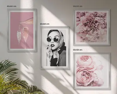 Set of 4 peony and rose wall art pieces elegant floral prints