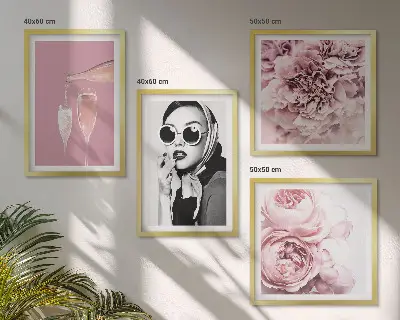 Set of 4 peony and rose wall art pieces elegant floral prints