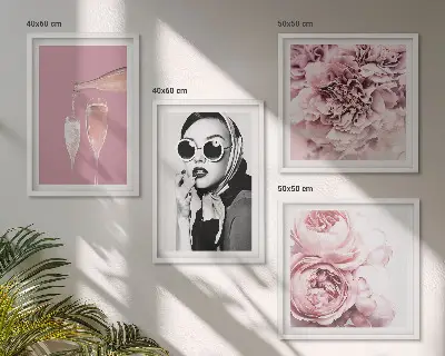 Set of 4 peony and rose wall art pieces elegant floral prints