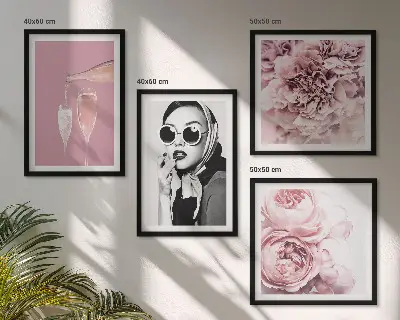 Set of 4 peony and rose wall art pieces elegant floral prints