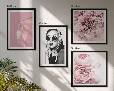 Set of 4 wall art pieces Flowers peonies roses elegance