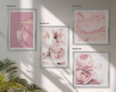 Wall art set Roses champagne marble pastel