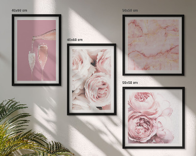 Wall art set Roses champagne marble pastel
