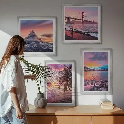 Sunsets bridge landscape wall art set of 4 pieces