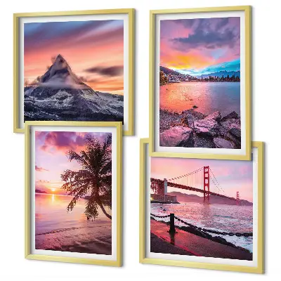 Sunsets bridge landscape wall art set of 4 pieces