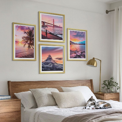 Set of 4 wall art pieces Sunsets bridge landscape