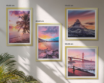Set of 4 wall art pieces Sunsets bridge landscape