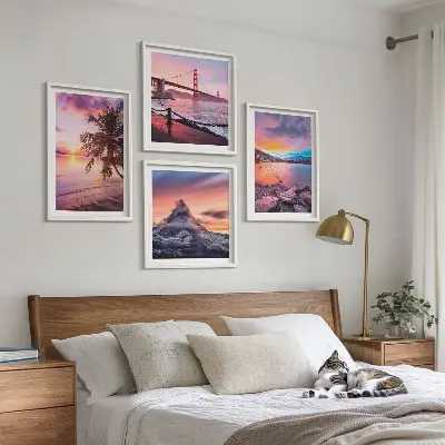 Sunsets bridge landscape wall art set of 4 pieces