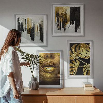 Multi-piece wall decor set Abstract leaf painting