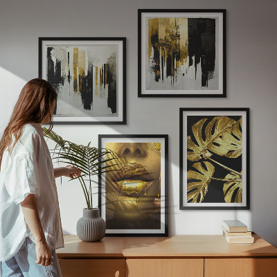 Multi-piece wall decor set Abstract leaf painting