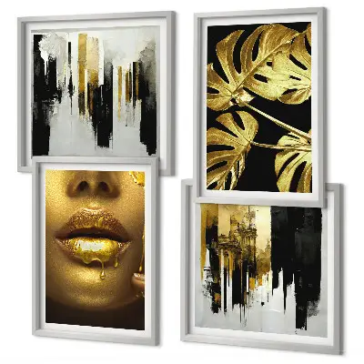 Abstract leaf wall art set multi-piece decorative painting