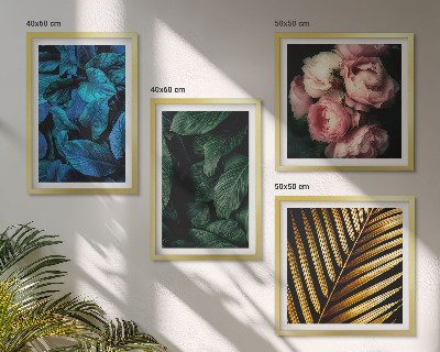 Wall art set Leaves flowers in colors