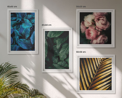 Wall art set Leaves flowers in colors