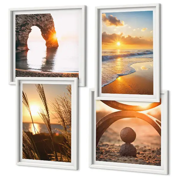 Multi-piece wall art set tranquil beach and sun landscape