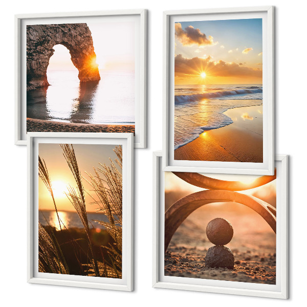 Multi-piece wall decor set Tranquil landscapes of the beach of the sun