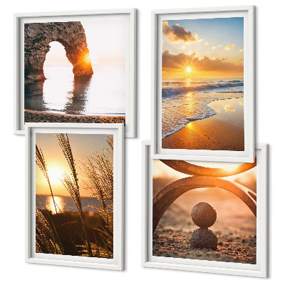 Multi-piece wall decor set Tranquil landscapes of the beach of the sun