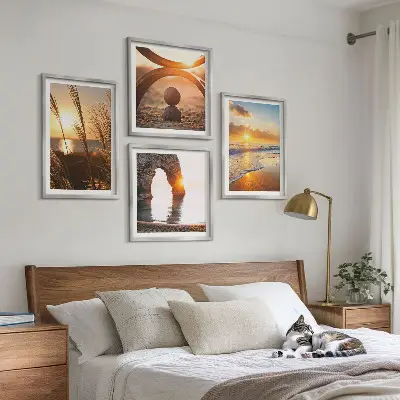 Multi-piece wall art set tranquil beach and sun landscape