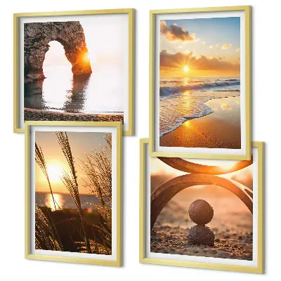 Multi-piece wall art set tranquil beach and sun landscape