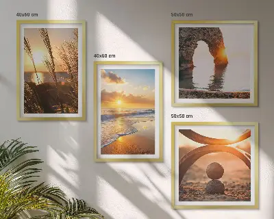 Multi-piece wall art set tranquil beach and sun landscape