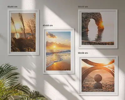 Multi-piece wall art set tranquil beach and sun landscape
