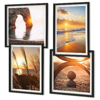 Multi-piece wall art set tranquil beach and sun landscape