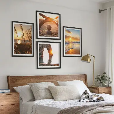 Multi-piece wall art set tranquil beach and sun landscape