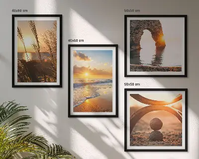 Multi-piece wall art set tranquil beach and sun landscape