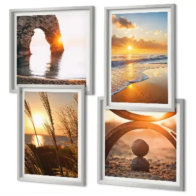 Multi-piece wall art set tranquil beach and sun landscape