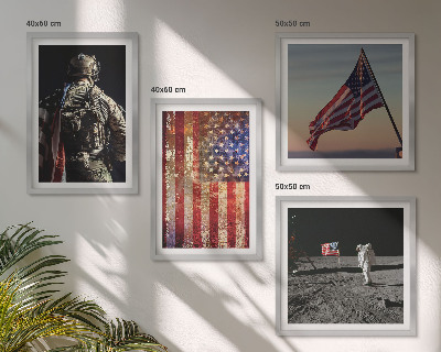 Wall art set American symbols USA flag