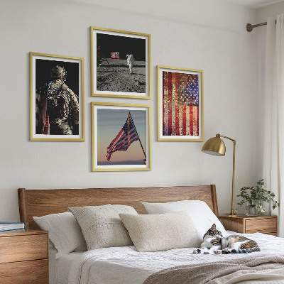 Wall art set American symbols USA flag