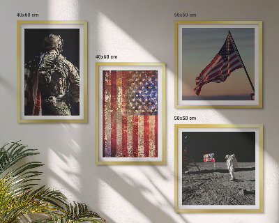 Wall art set American symbols USA flag