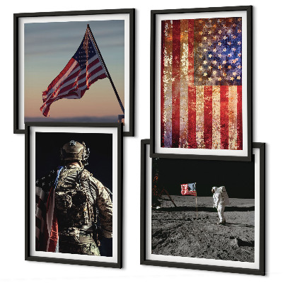 Wall art set American symbols USA flag