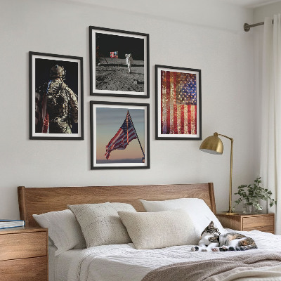 Wall art set American symbols USA flag