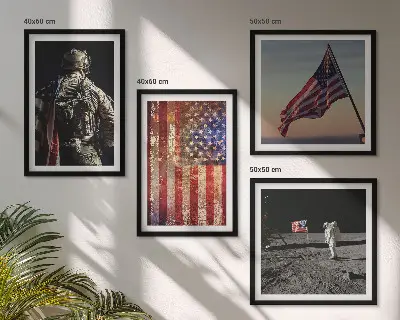 Wall art set featuring American symbols and USA flag