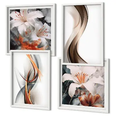 Multi-piece wall art set yellow gray and brown waves