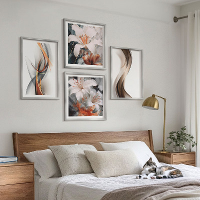 Multi-piece wall decor set Yellow gray-brown waves