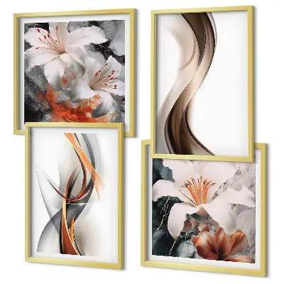 Multi-piece wall art set yellow gray and brown waves