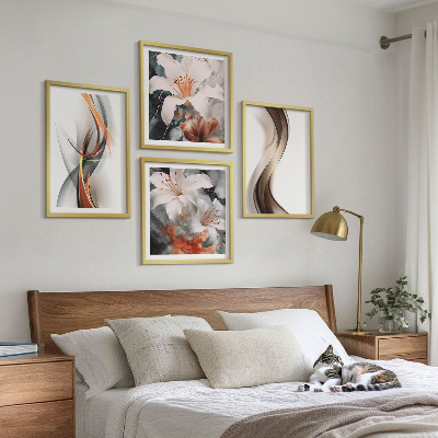 Multi-piece wall decor set Yellow gray-brown waves