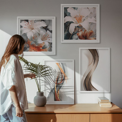 Multi-piece wall decor set Yellow gray-brown waves