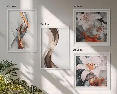 Multi-piece wall art set yellow gray and brown waves