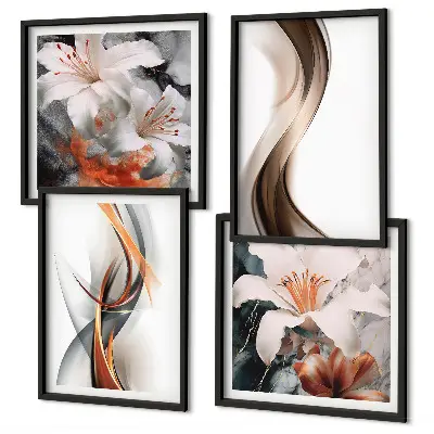 Multi-piece wall art set yellow gray and brown waves