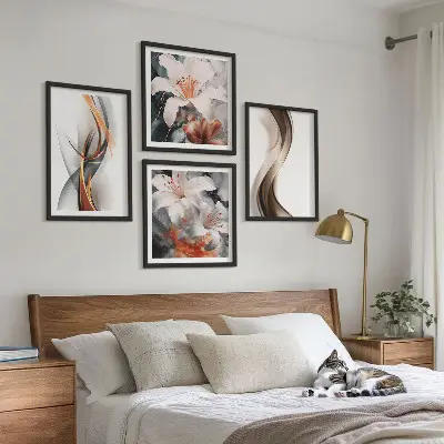 Multi-piece wall art set yellow gray and brown waves