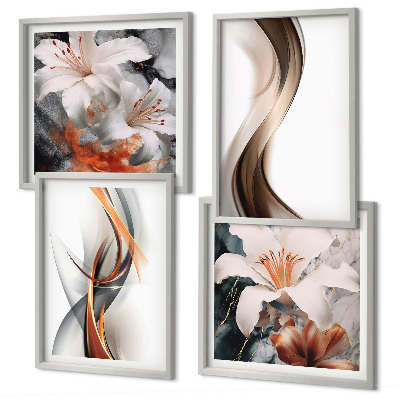 Multi-piece wall decor set Yellow gray-brown waves