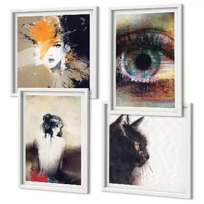 Wall art set portrait of a woman featuring eye and emotion colors